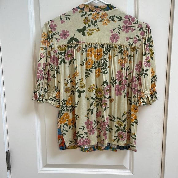 Anthropologie Floral Multicolor Blouse - Picture 6 of 7